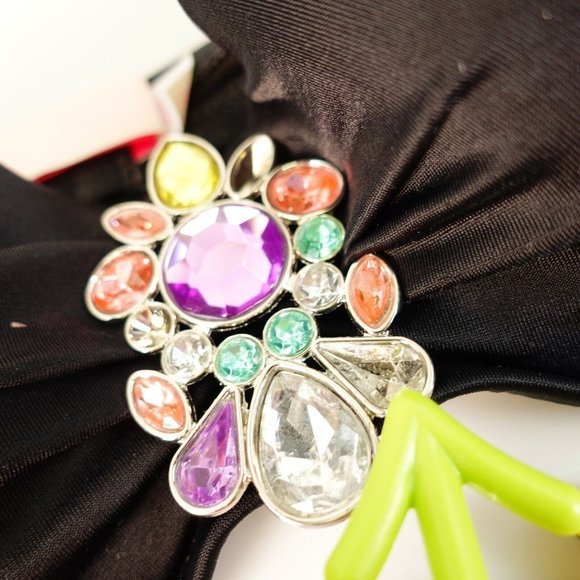 VICTORIA'S SECRET Black Balconette Bra 34A Padded Rhinestone Fabulous Ruched - Picture 10 of 12